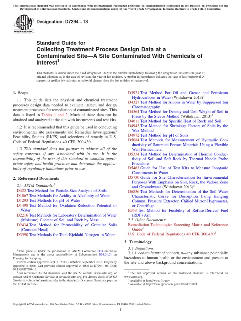 04.D7294.19032 Standard Guide For Collecting Treatment Process Design ...