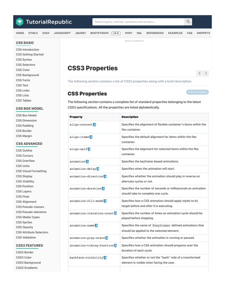 Comprehensive CSS3 Properties List | PDF | Graphic Design | Web Development