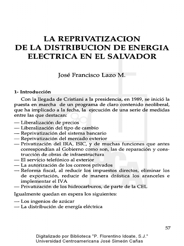 La Reprivatizacion de La Distribucion de Energia Electrica en El ...