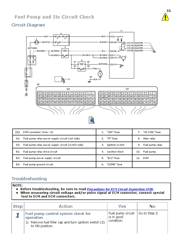 Suzuki Vitara Fuel Pressure and Its Circuit Check PDF Relay Switch