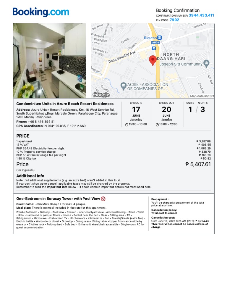 Azure Beach Resort Condo Units Details | PDF