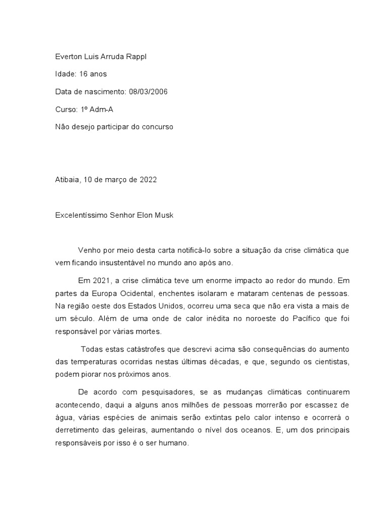 Carta Argumentativa | PDF