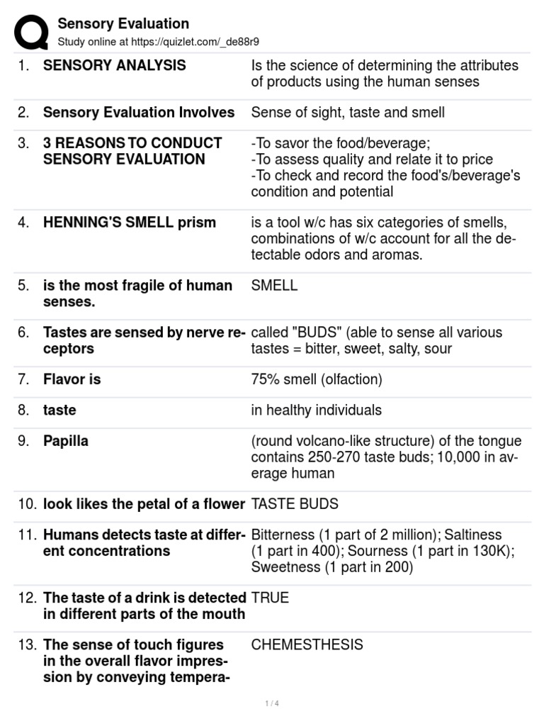 Sensory Evaluation Guide | PDF | Taste | Odor