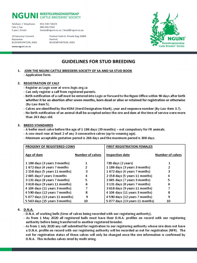 Nguni Cattle Breeding Guidelines | PDF | Bovines | Livestock