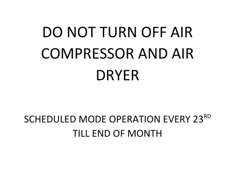 Do Not Turn Off Air Compressor PDF
