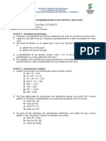 2 Lista - Probabilidade e Estatística Aplicada