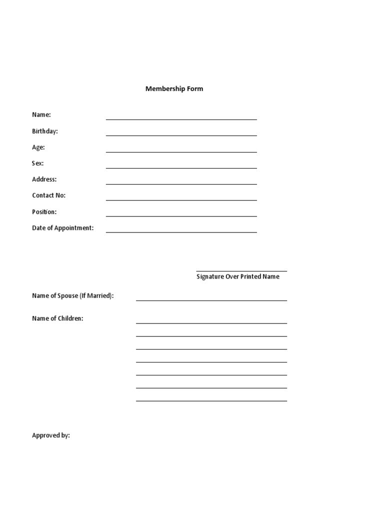 Membership Form Template Sample | PDF