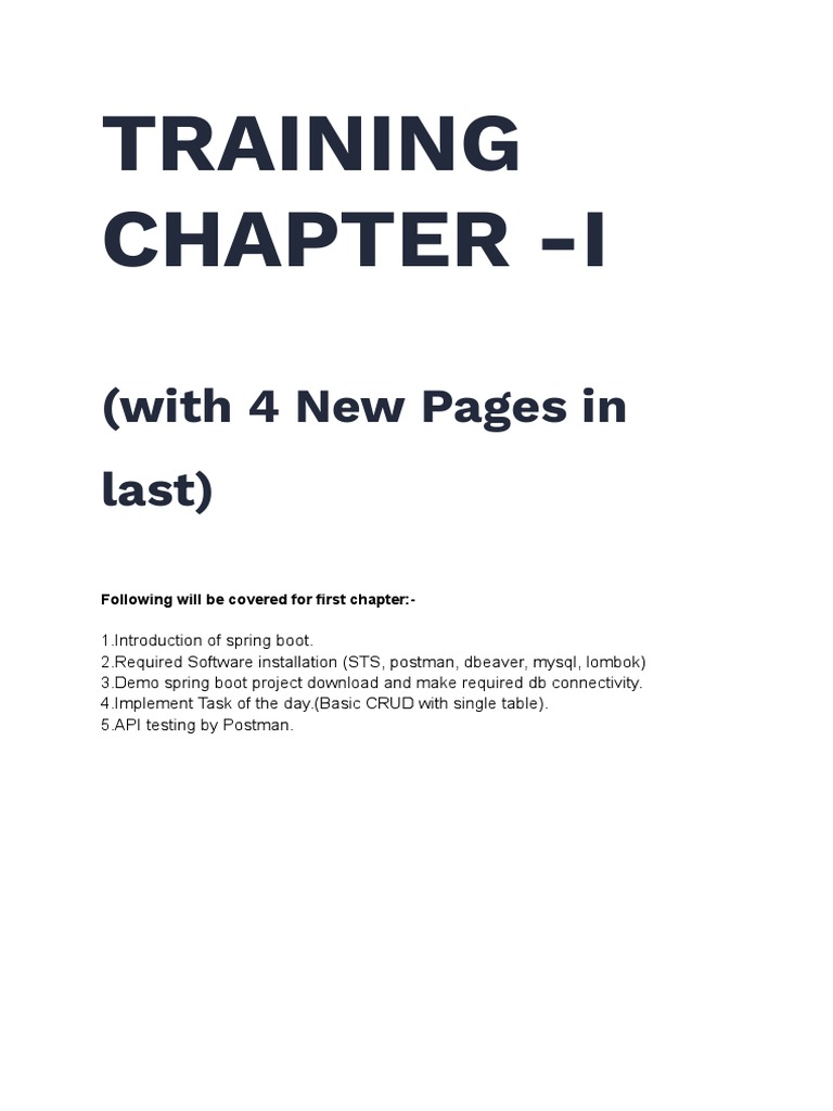 Spring Boot Training: CRUD & API Setup | PDF | Spring Framework | Java ...