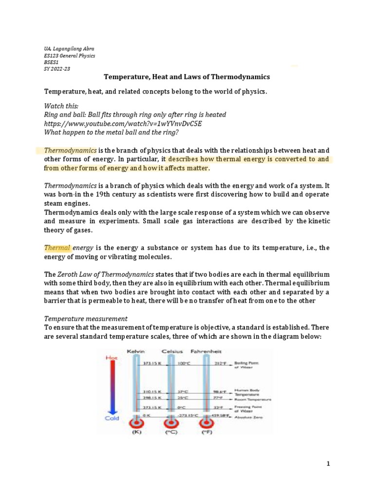 L10 - Temperature, Heat, Thermodynamics | PDF | Heat | Temperature