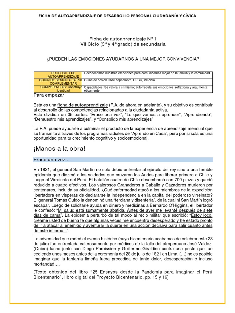 Ficha 1 DPCC 3 y 4 | PDF | Las emociones | Ira