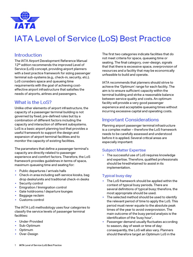 IATA Level of Service Best Practices | PDF | Airport | Infrastructure