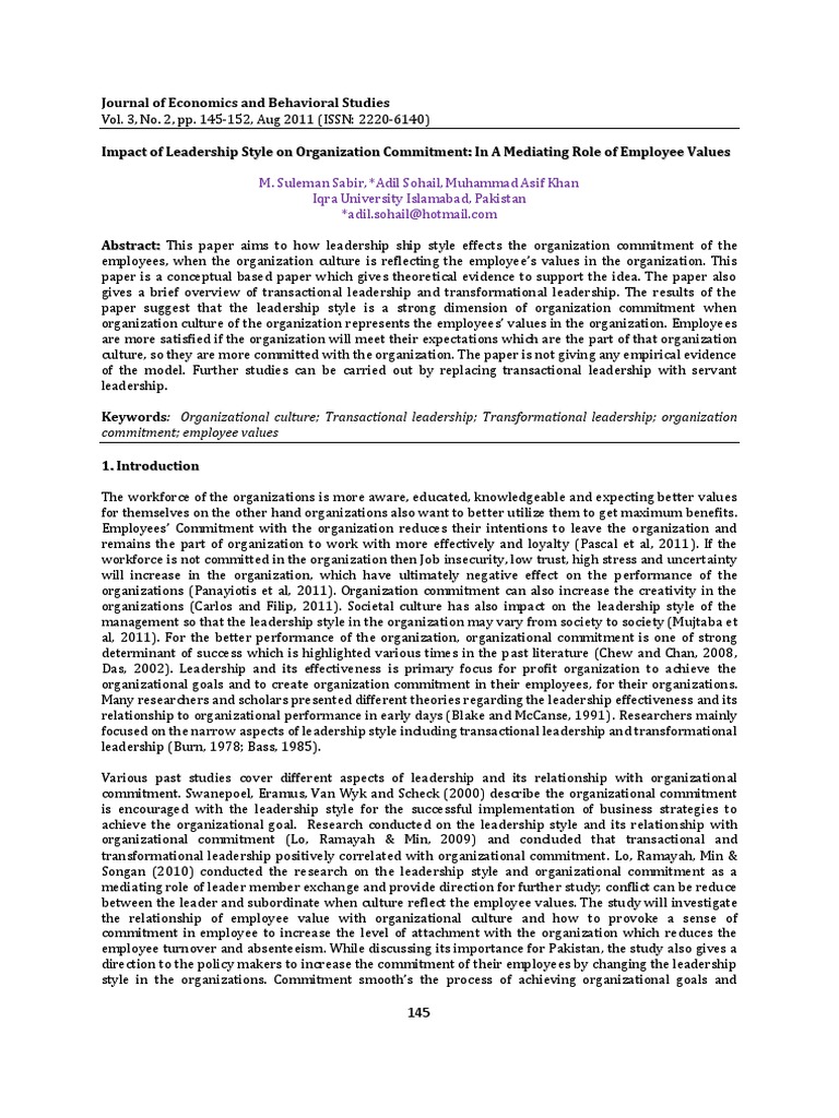 Leadership Styles and Organizational Commitment | PDF | Leadership ...
