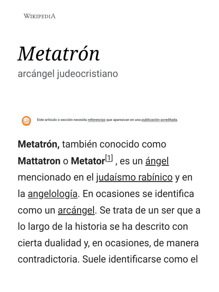 Metatrón - Wikipedia, La Enciclopedia Libre | PDF | Creencia religiosa ...