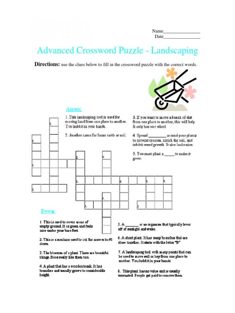 Advanced Crossword Puzzle, Landscaping PDF