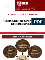 KOM 3403 - Techniques of Opening and Closing Speech