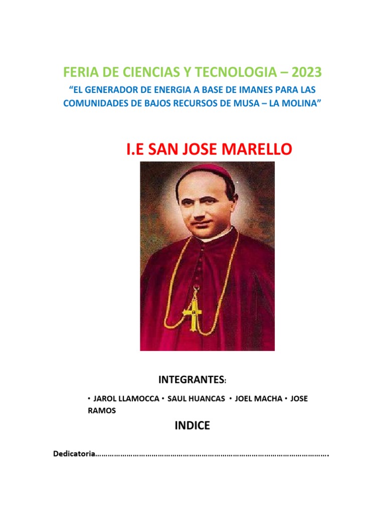 Feria de Ciencias y Tecnologia 5C Generador de Energia | PDF ...