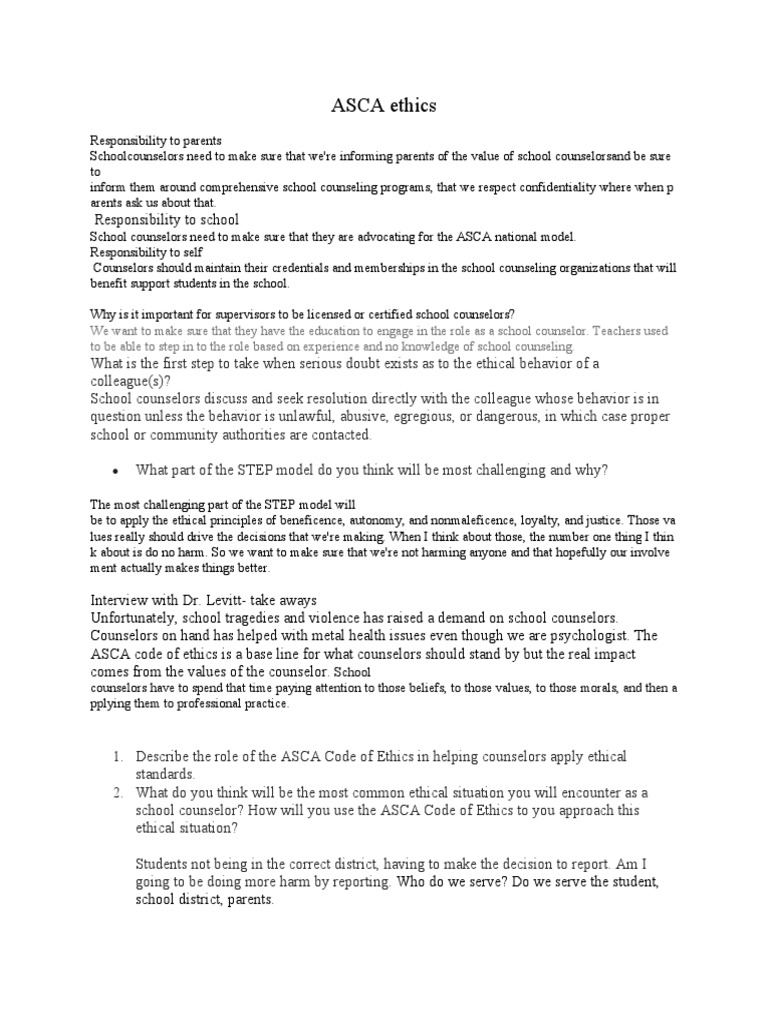 Asca ethics pdf school counselor applied ethics