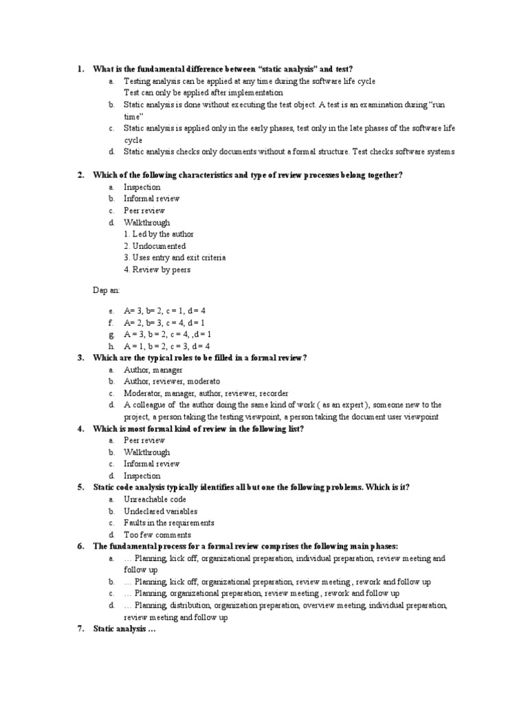 Static Analysis vs. Testing in Software Reviews | PDF | Software ...