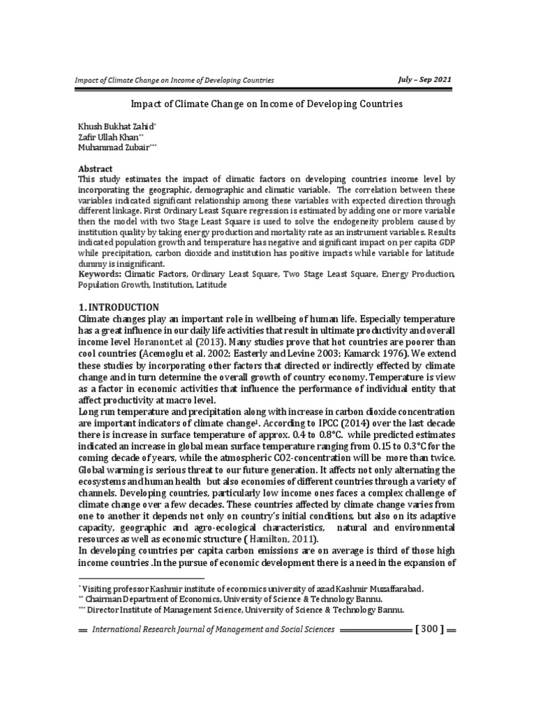 Impact of Climate Change On Income of Developing Countries | PDF ...