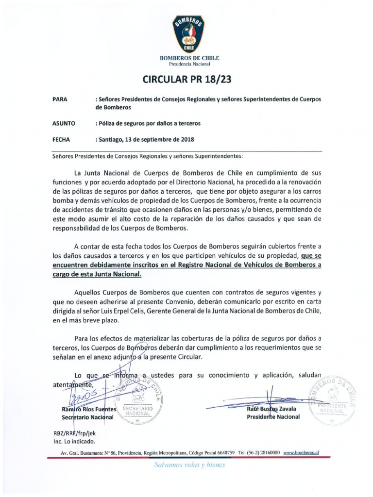 Circular PR 18-23 Póliza de Seguros Por Daños A Terceros | PDF