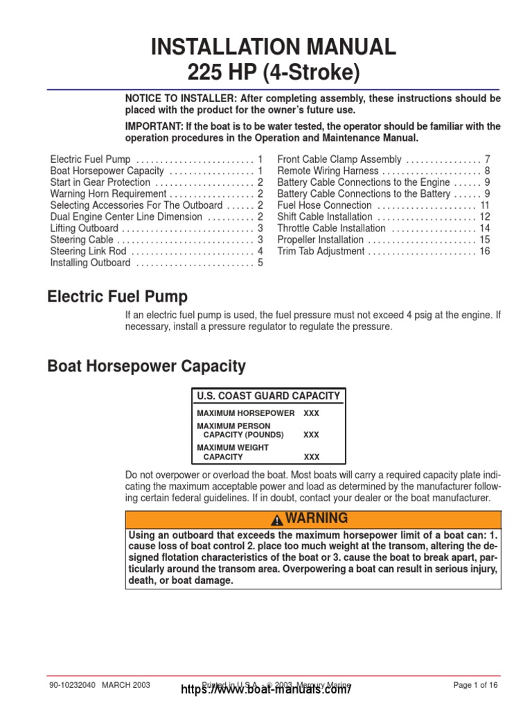 225 HP Outboard Installation Guide | PDF | Propeller | Manual Transmission