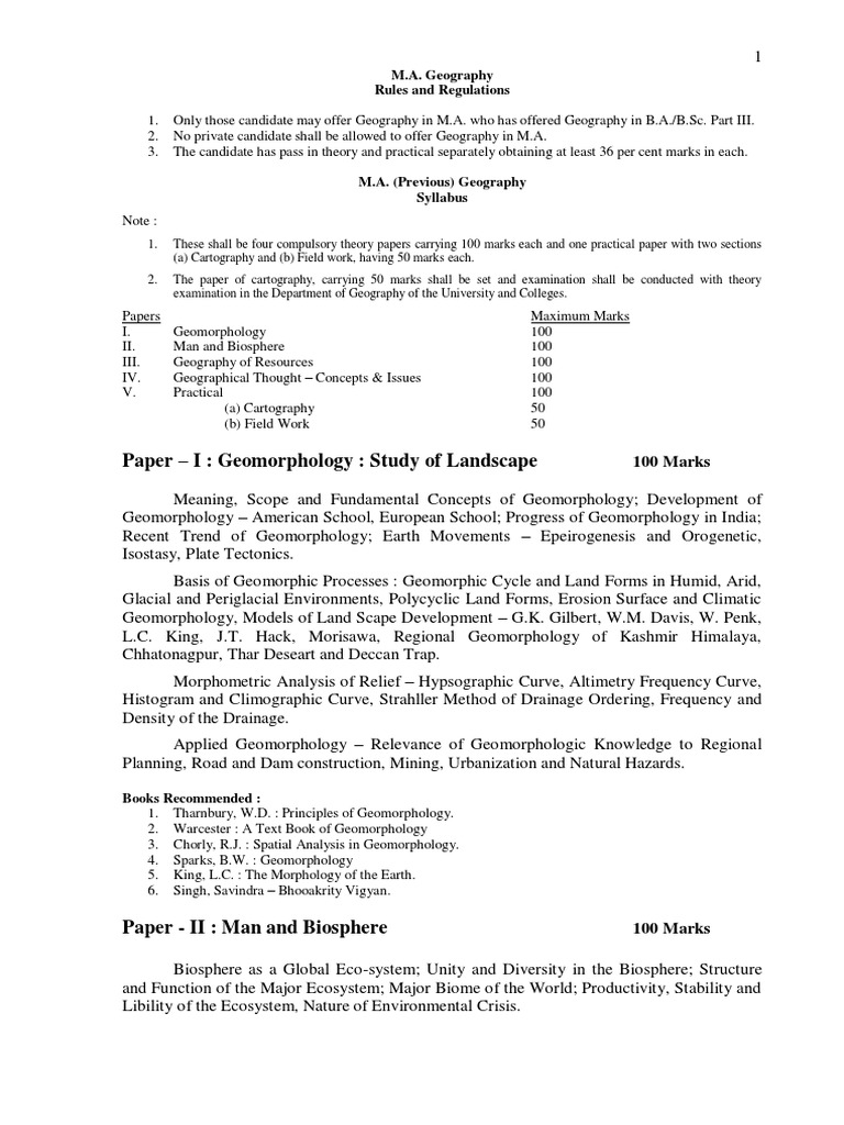 Jmi Ma Geography Syllabus