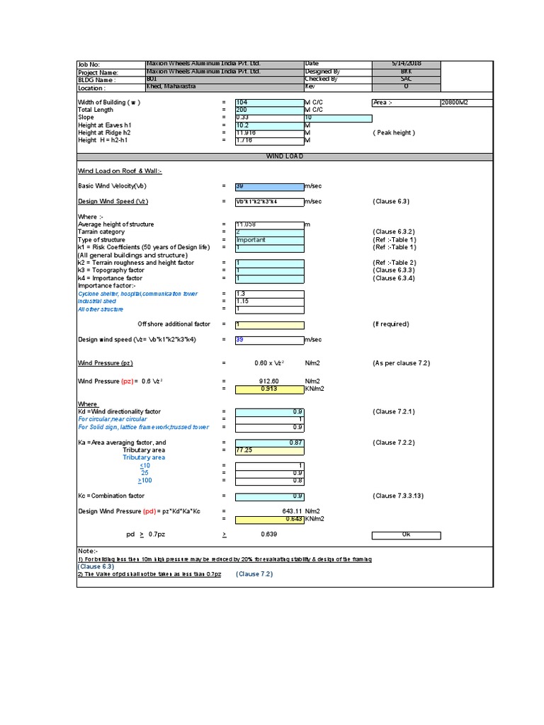 Wind Load Calculation for Building B01 | PDF | Wound | Civil Engineering