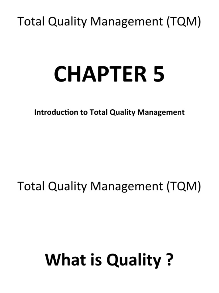 Introduction To Total Quality Management PDF Quality Management