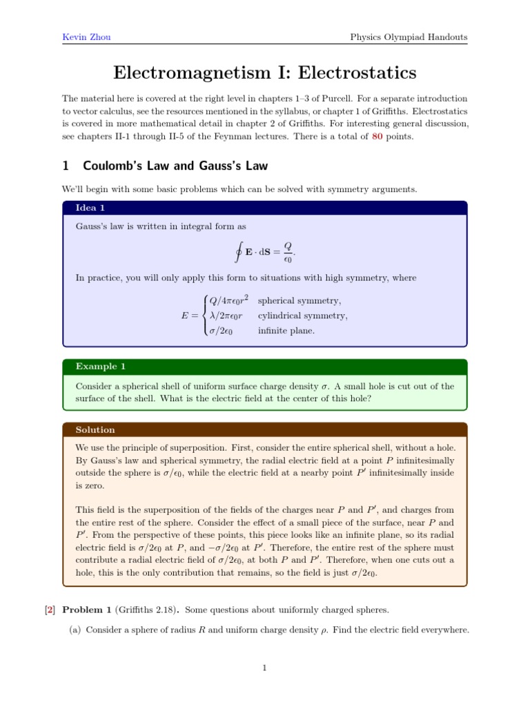 Gauss's Law and Charged Spheres | PDF | Sphere | Electric Field