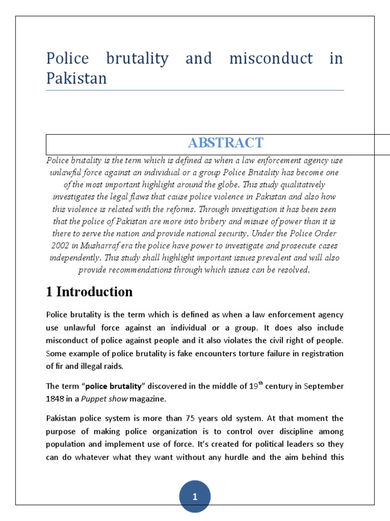 Police Brutality in Pakistan: Issues & Solutions | PDF | Police ...