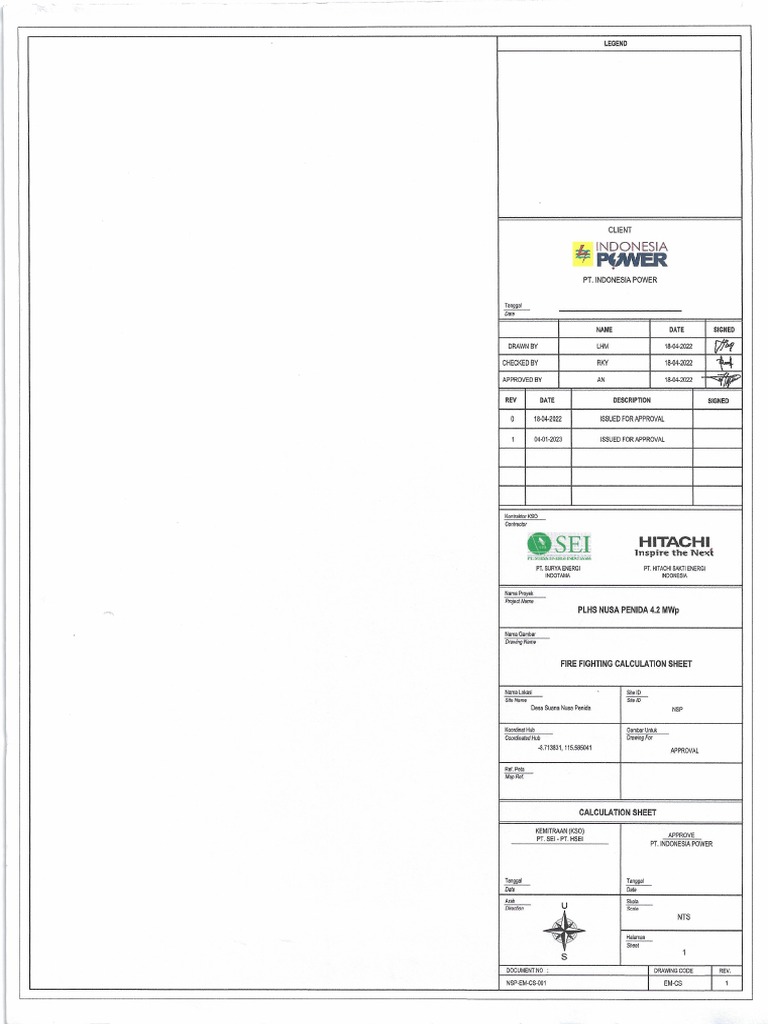 NSP-EM-CS-001 Fire Fighting Calculation Sheet R1 (Commented) | PDF