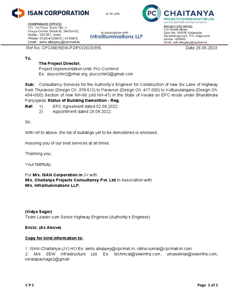 Highway Construction Demolition Status Report | PDF