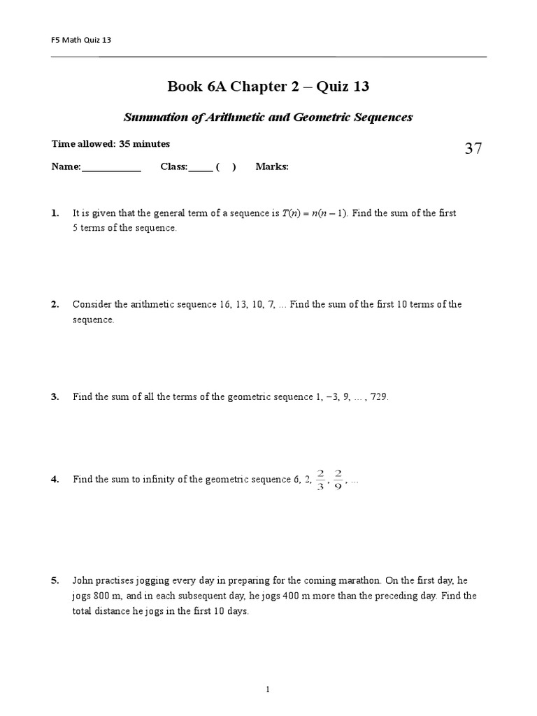 F5 Quiz 13 6A02 Test E | PDF | Summation | Triangle