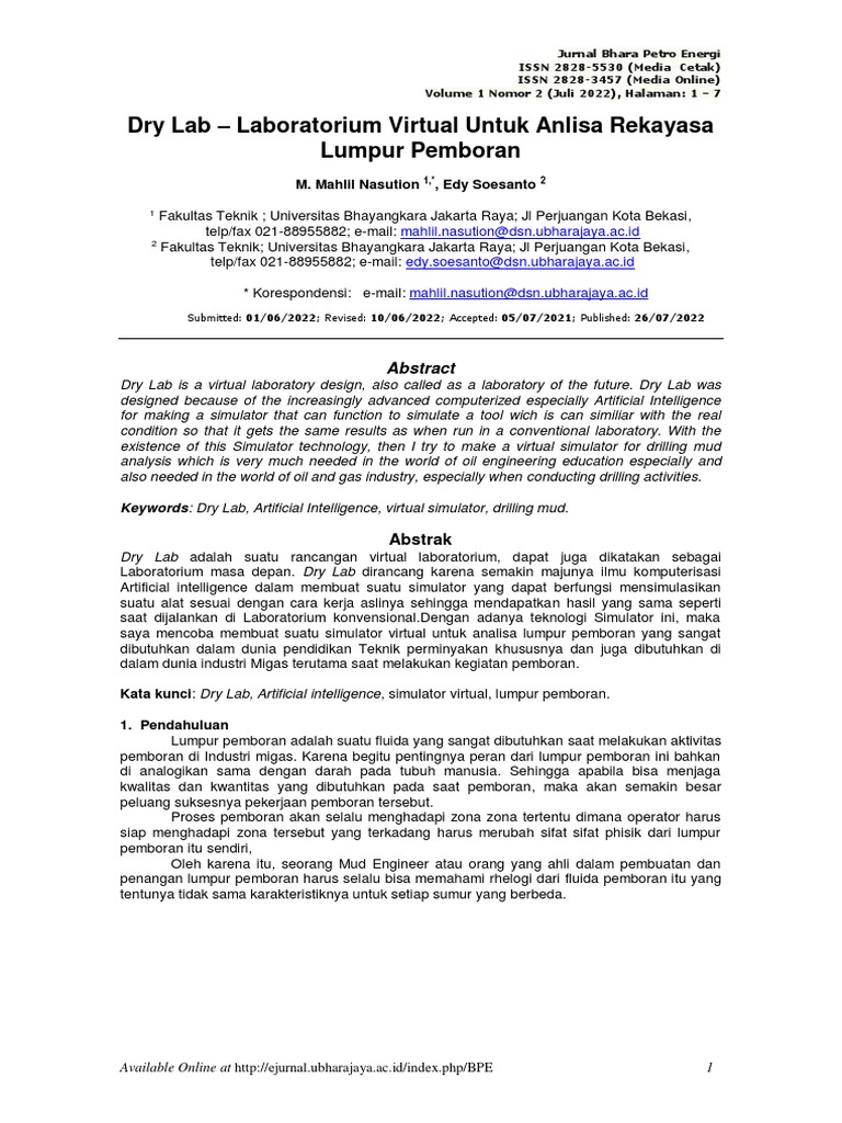 Dry Lab: Simulator Analisis Lumpur Pemboran | PDF | Griya & Taman ...