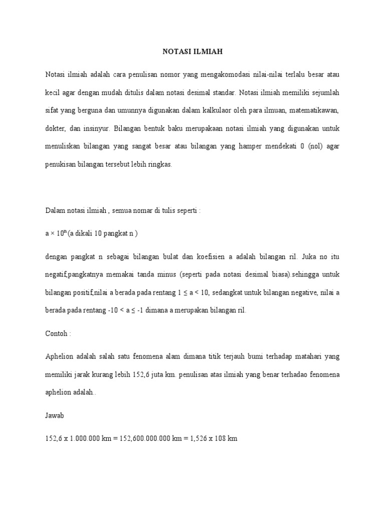 Contoh dan Penulisan Notasi Ilmiah | PDF