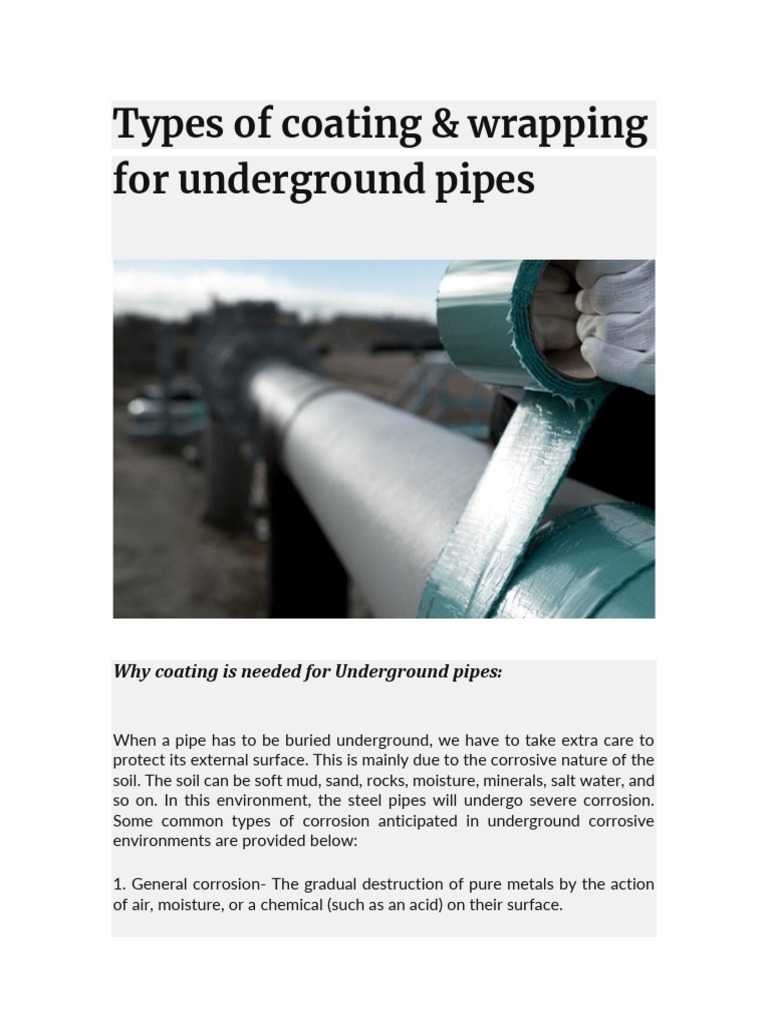 Types of Coating & Wrapping For Underground Pipes PDF Epoxy