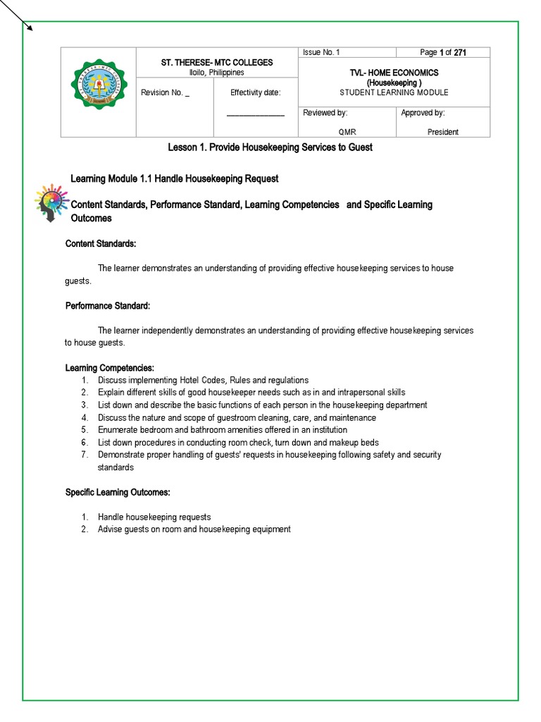 Housekeeping Services Overview | PDF | Housekeeping