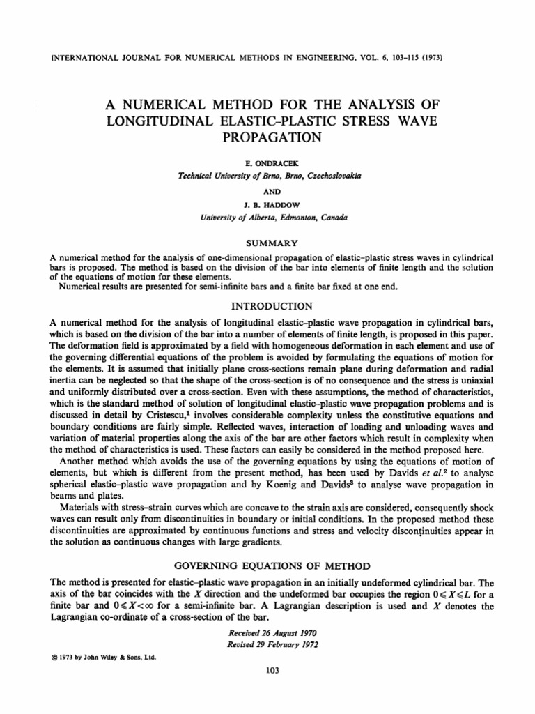 A Numerical Method For The Analysis of Longitudinal ElasticPlastic