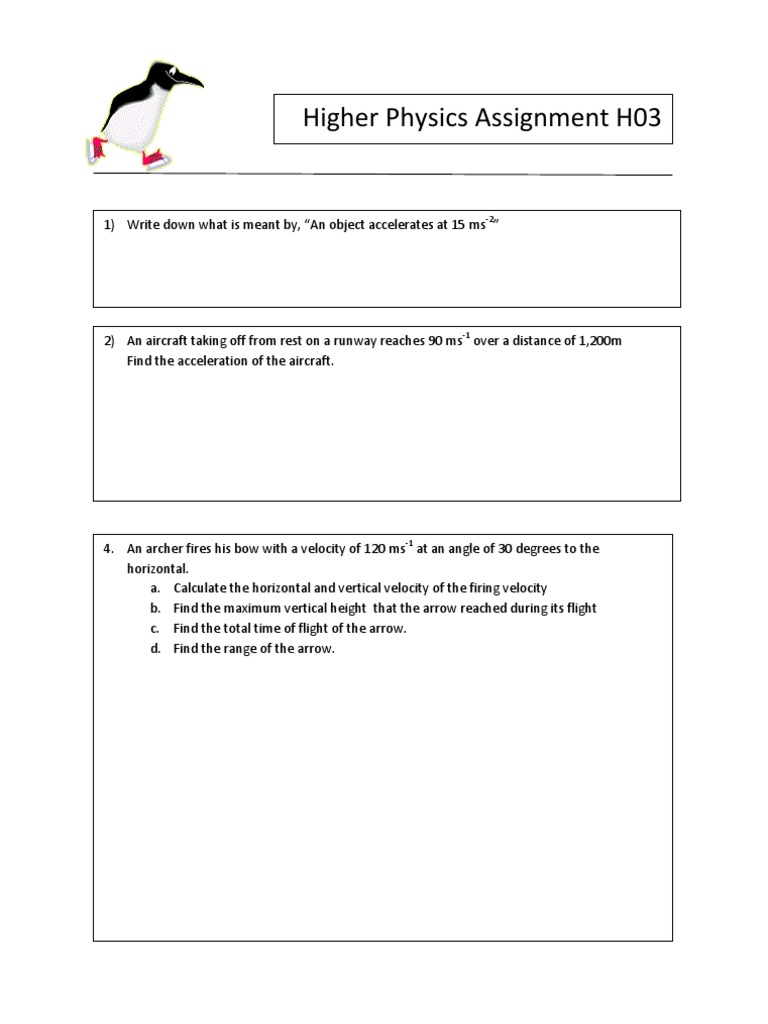 Higher Physics Assignment on Motion and Acceleration | PDF | History