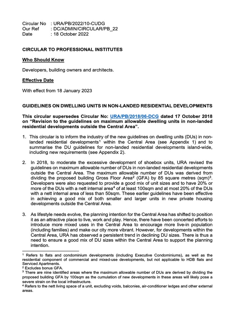 New Guidelines for Dwelling Units in Singapore | PDF | Mixed Use ...