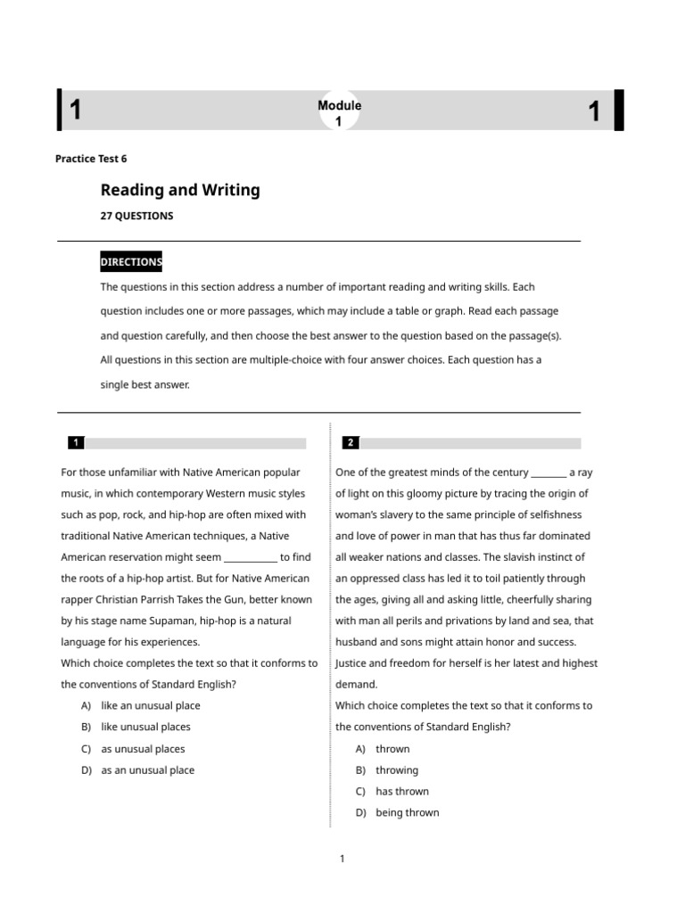 Practice Test 6 Scoring