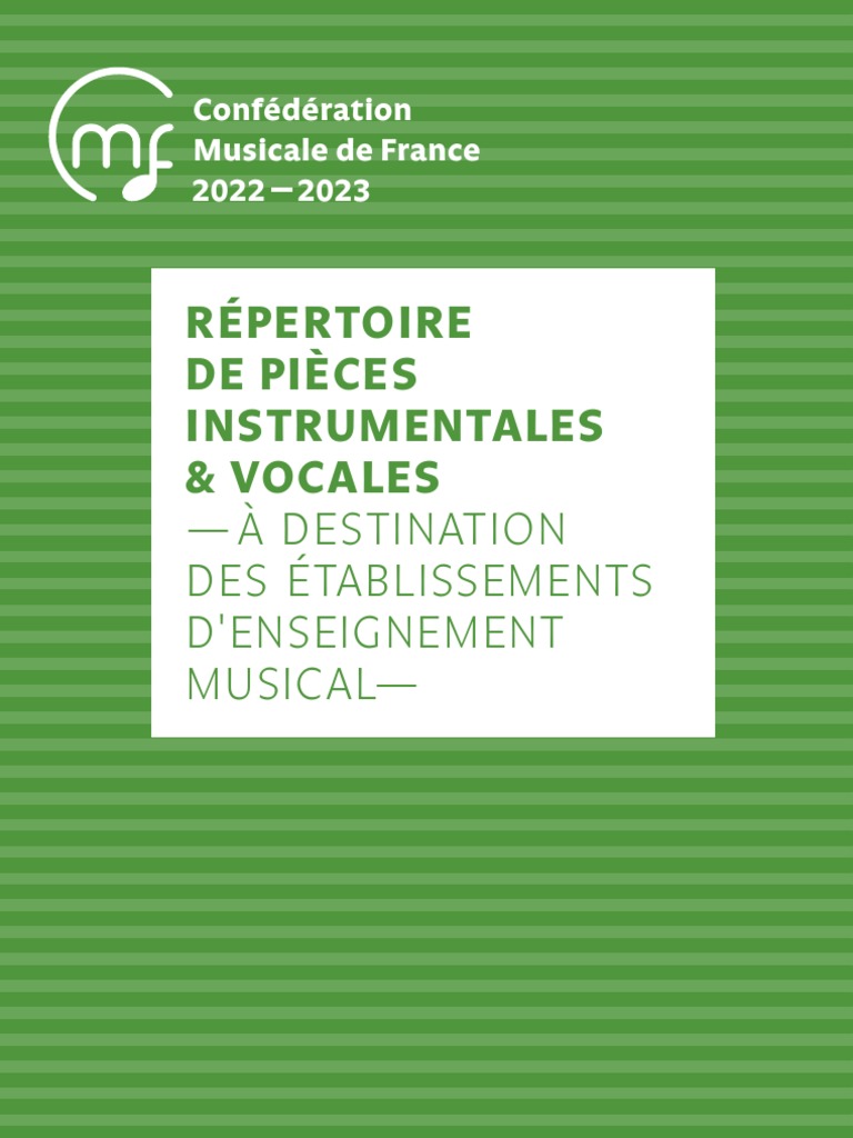 Répertoire Musical 2022-2023 CMF | PDF | Tuba (instrument) | Jean-Sébastien  Bach