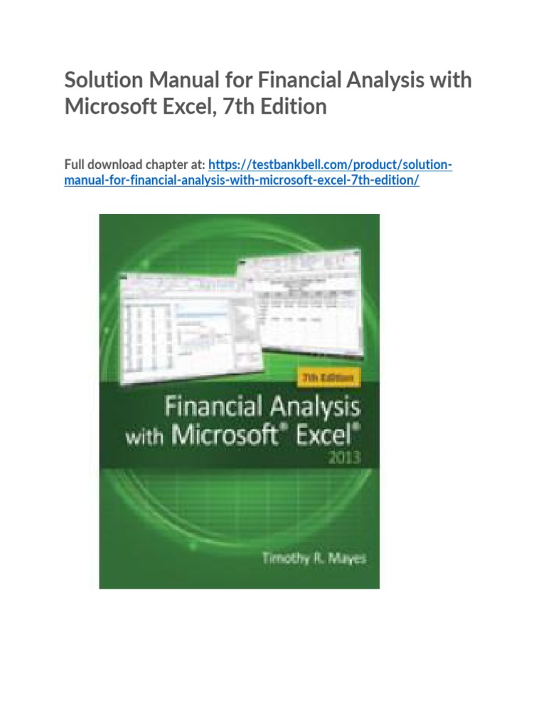 Microsoft Excel For Financial Analysis