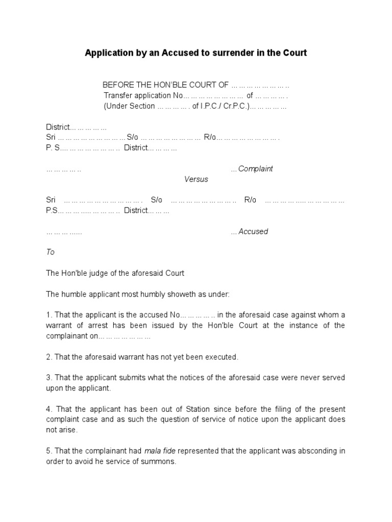 application-by-an-accused-to-surrender-in-the-court-pdf