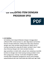 Uji Validitas Item Dengan Program SPSS