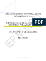 Unidad de Gestion Educativa Local de Loreto Nauta Informe Anual de La Institucion Educativa Primaria #601591