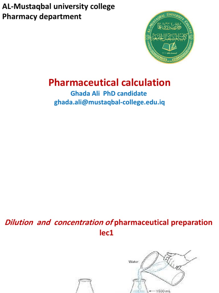 Pharmaceutical Dilution & Concentration | PDF | Mass Concentration ...