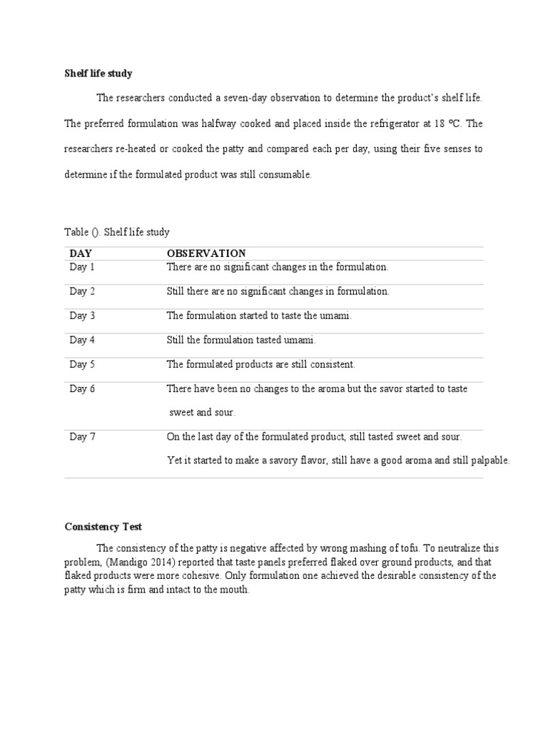Shelf life study PDF