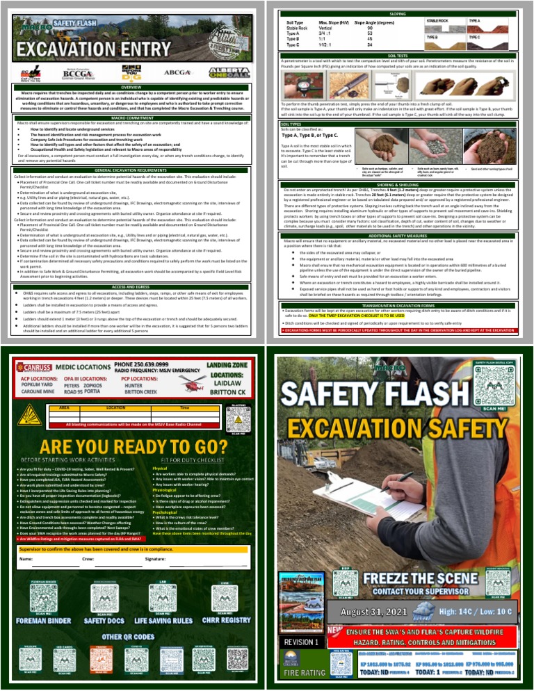 Excavation Safety Guidelines and Checklist | PDF | Trench ...