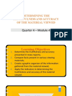 Quarter 4 Module 4determining The Truthfulness and Accuracy of The Material Viewed 1